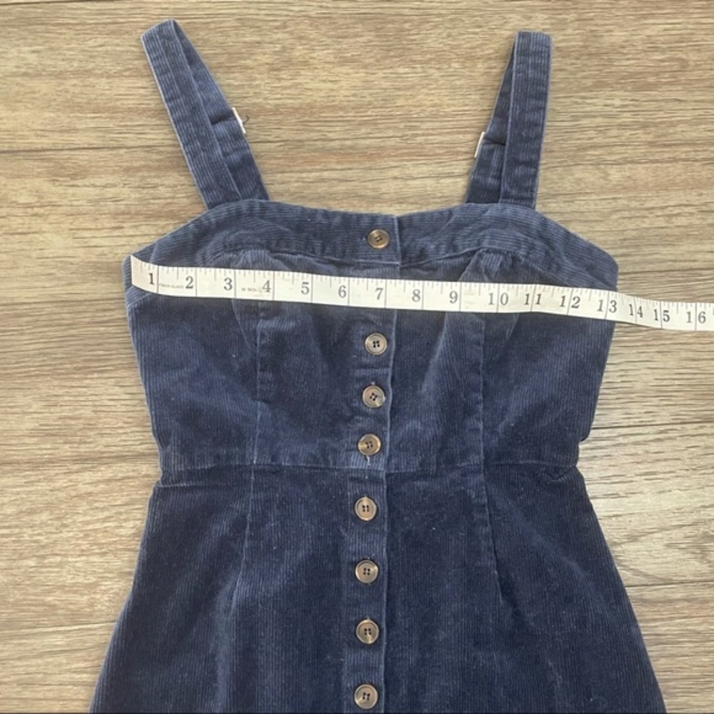 Sky & Sparrow Corduroy Button Front Navy Dress - image 3